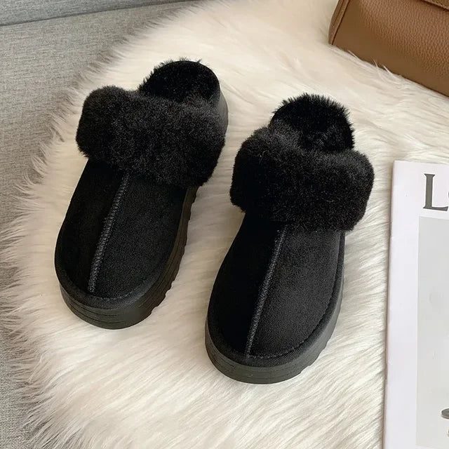 Alaza Platform Fur Slippers