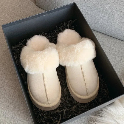 Alaza Platform Fur Slippers