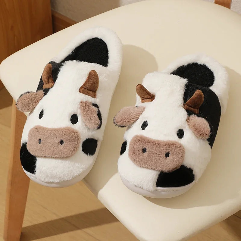 Alaza Plushy Cow Slippers