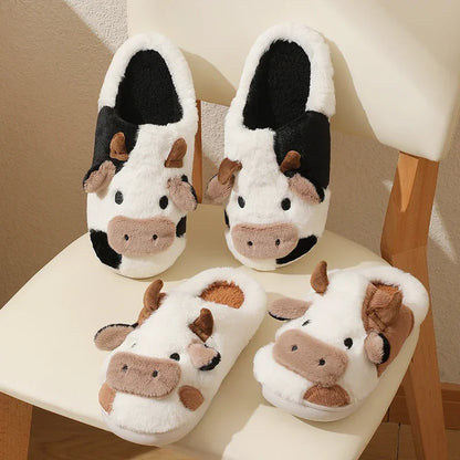 Alaza Plushy Cow Slippers