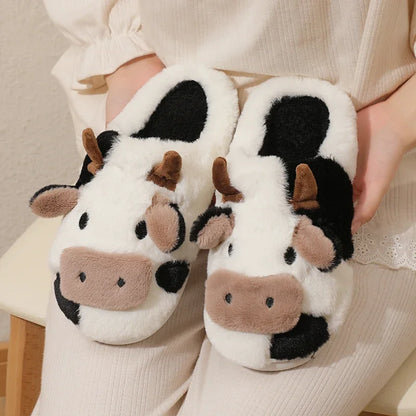 Alaza Plushy Cow Slippers