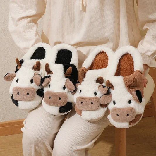 Alaza Plushy Cow Slippers