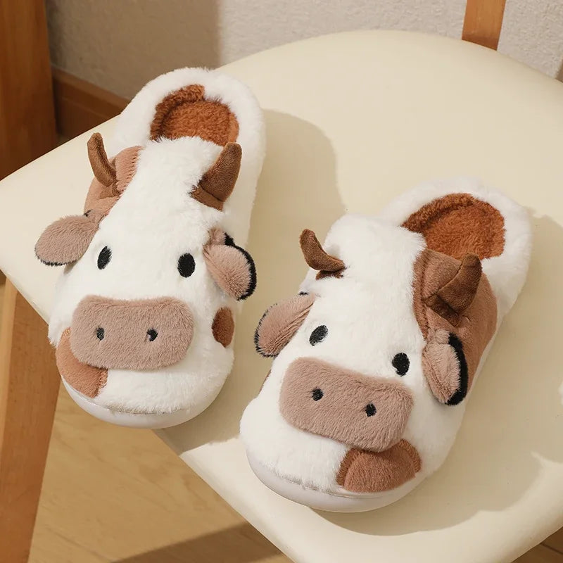 Alaza Plushy Cow Slippers